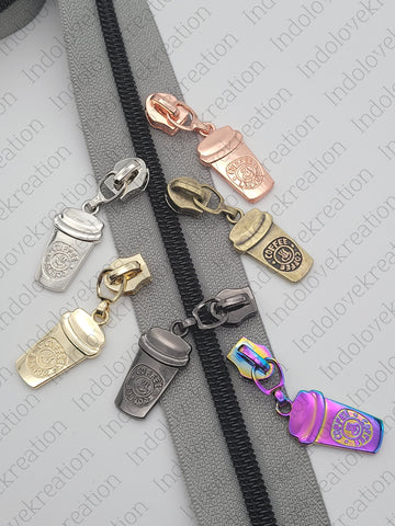 #3 Metallic Nylon Rectangle Zipper Pulls - 3/Pack - Antique Brass